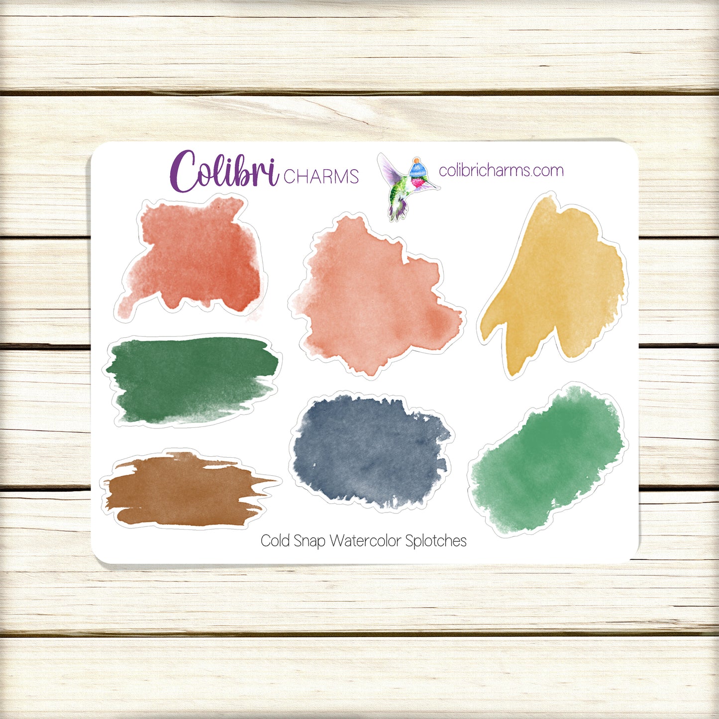 Cold Snap Watercolor Splotches Planner Stickers | Winter Paint Swatch Stickers | Holiday Planner