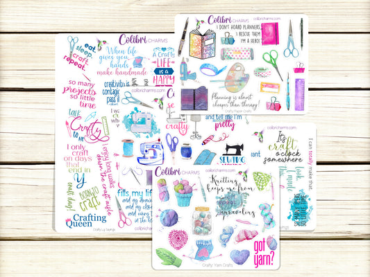 Crafty Planner Stickers | Creative Stickers | Knitting Stickers | Sewing Stickers | Crocheting Stickers