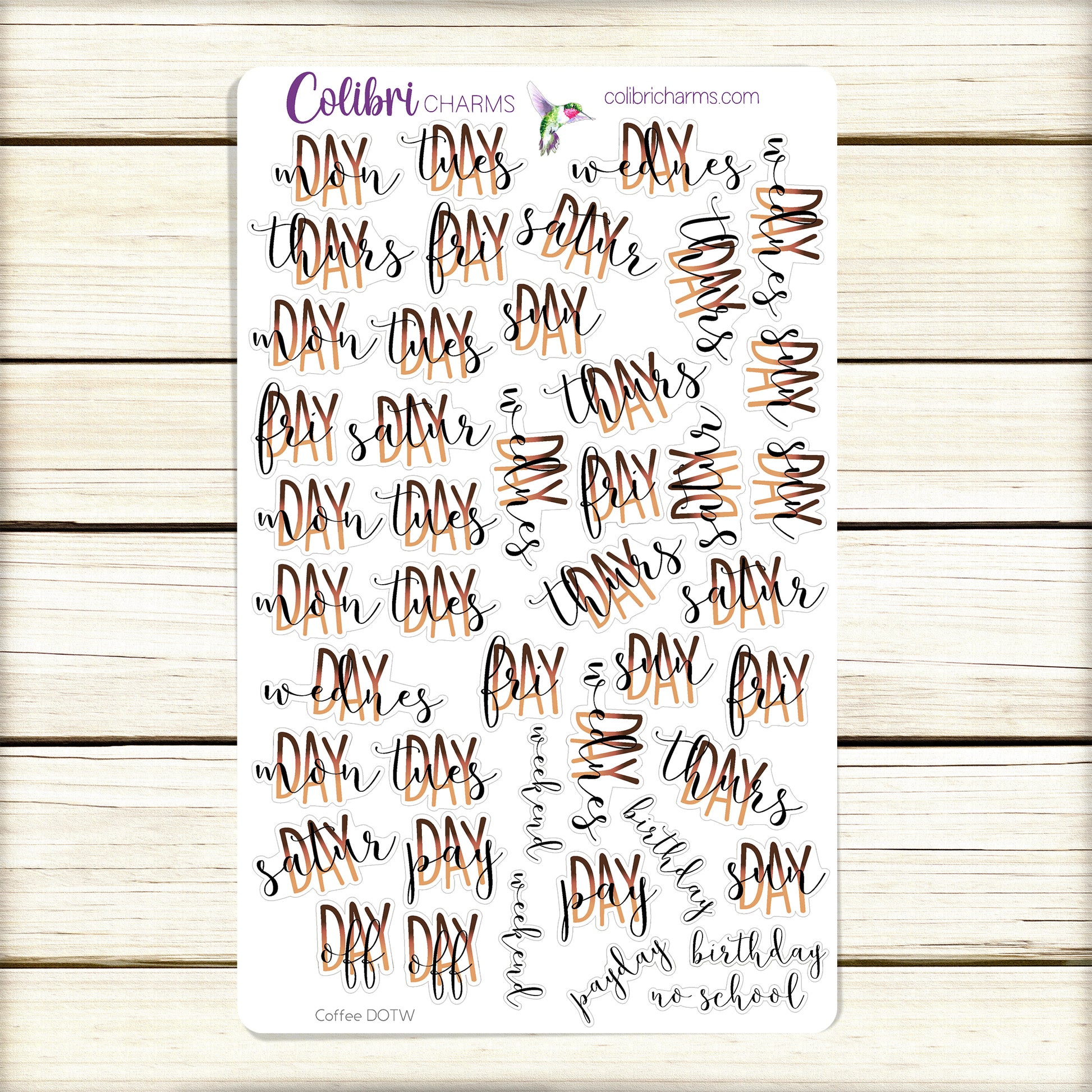Days of the Week Planner Stickers DOTW Stickers Daily Stickers
