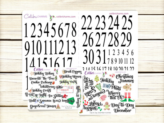 Day to Day December Stickers | Daily December Stickers | Holiday Stickers | Seasonal Planner Stickers