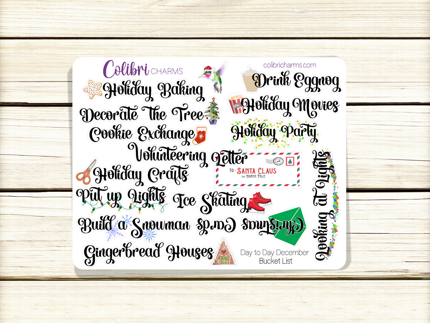 Day to Day December Stickers | Daily December Stickers | Holiday Stickers | Seasonal Planner Stickers