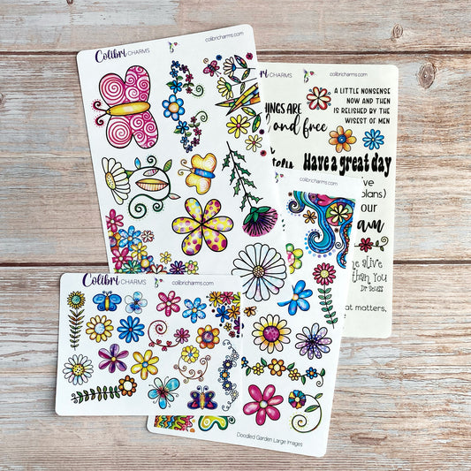 Doodled Garden Planner Stickers | Summer Deco Stickers | Colorful Deco | Whimsical Planner Sticker Kit | Seasonal Planner Stickers