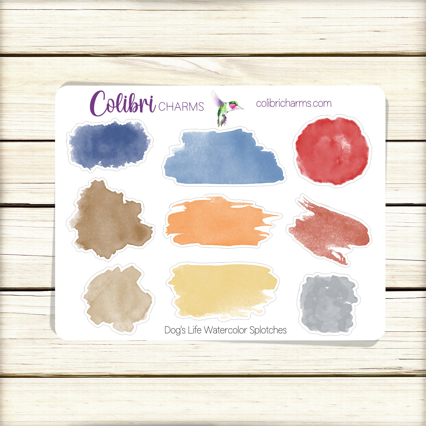 Dog's Life Watercolor Splotches Planner Stickers | Primary Paint Swatch Stickers | Furry Friends Planner