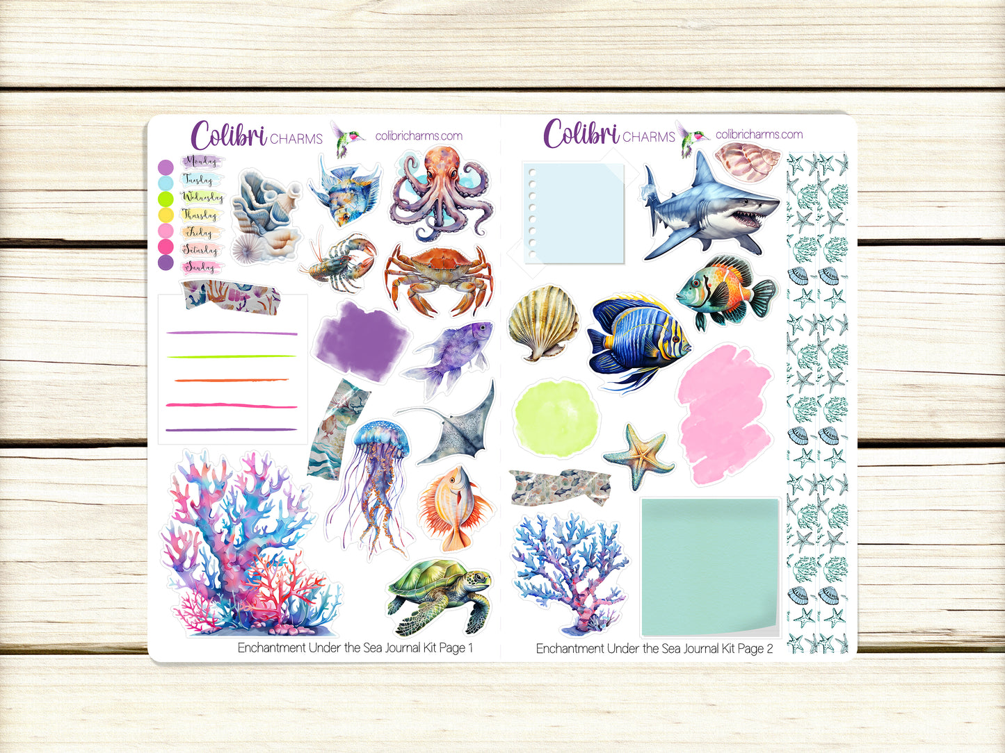 Enchantment Under the Sea Journal Kit | Planner  Stickers | Ocean Life Journaling | Undersea Bujo Kit | Seasonal Summer Planner Stickers