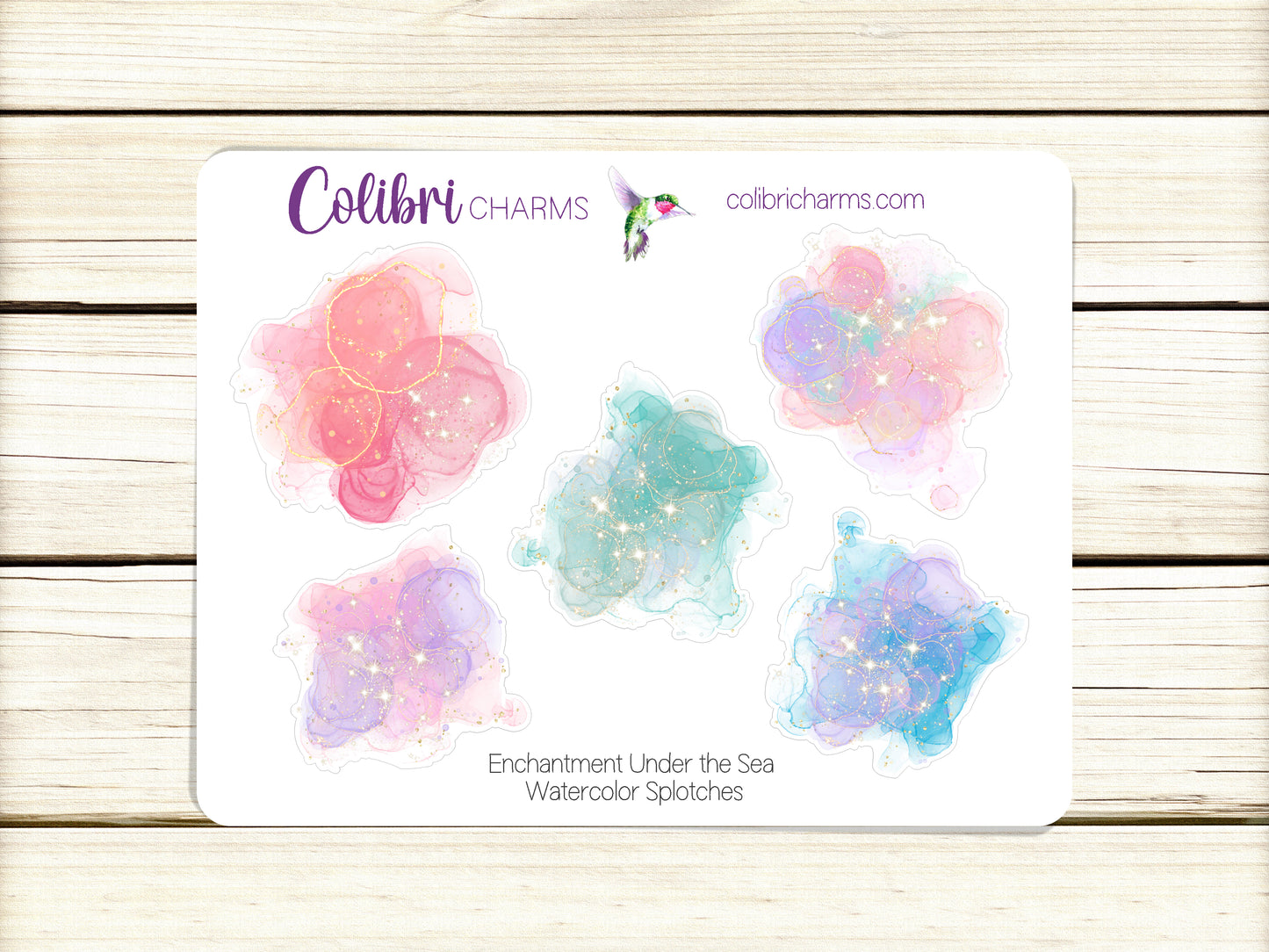 Enchantment Under the Sea Watercolor Splotches Planner Stickers | Colorful Paint Swatch Stickers | Undersea Planner