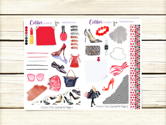Fashion Plate Journal Kit, Planner  Stickers, Couture Journaling, Luxury Bujo Kit, Seasonal Planner Stickers