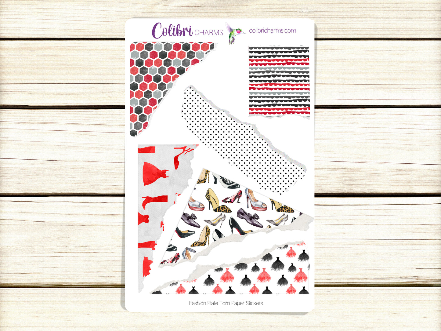 Fashion Plate Torn Paper Stickers, Couture Deco Planner Stickers, Distressed Ripped Paper