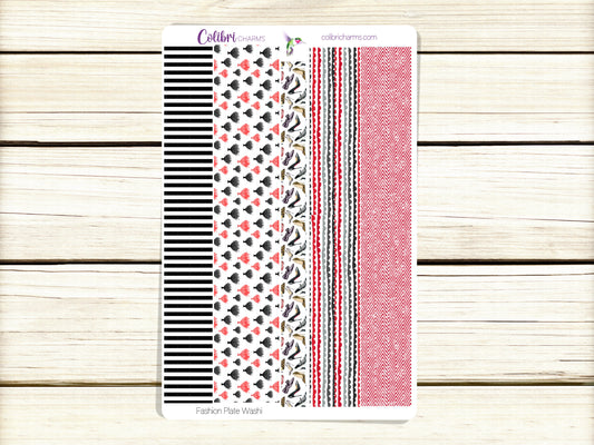 Fashion Plate Washi Strip Stickers, Couture Deco, Luxury Brand Planner Stickers, Seasonal Planner Stickers