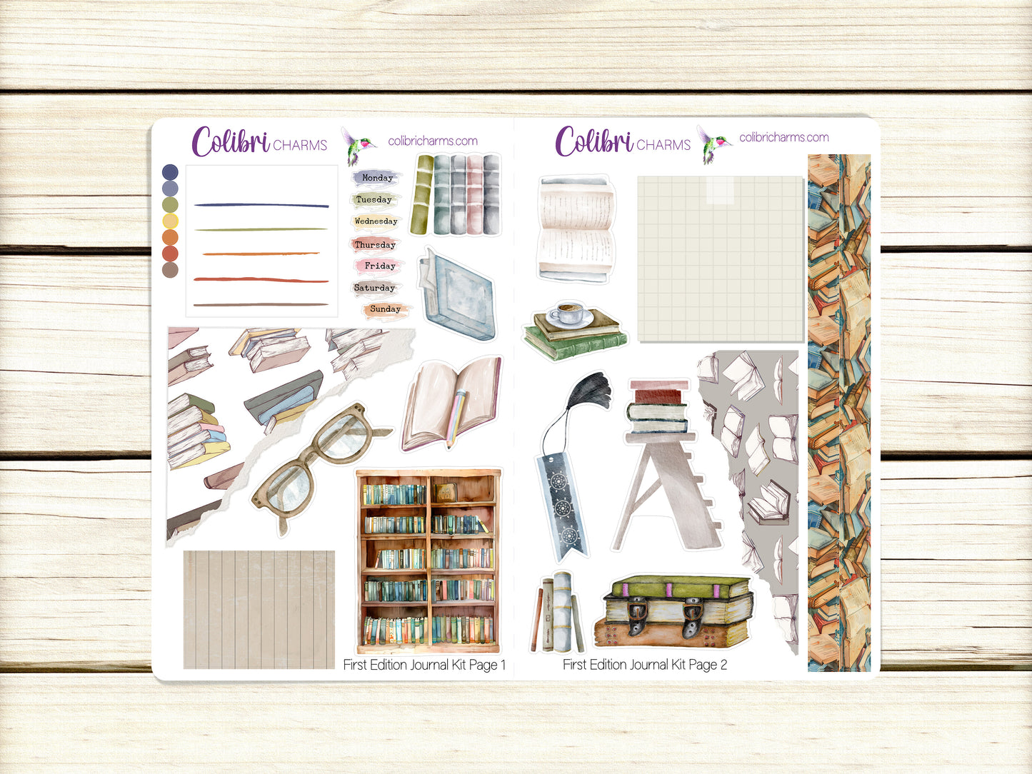 First Edition Journal Kit, Planner  Stickers, Book Journaling, Avid Reader's Bujo Kit, Seasonal Planner Stickers