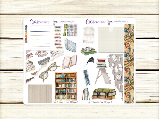 First Edition Journal Kit, Planner  Stickers, Book Journaling, Avid Reader's Bujo Kit, Seasonal Planner Stickers