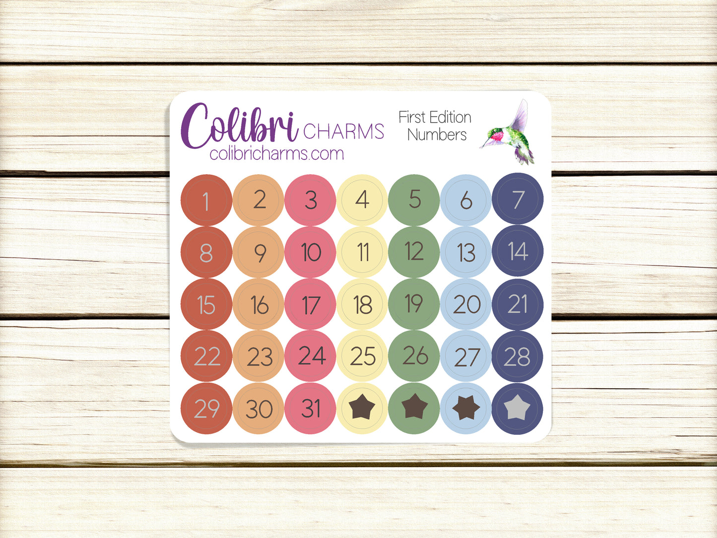 First Edition Brushstroke Days of the Week Planner Stickers, Colorful Watercolor DOTW, Number Stickers, Date Dots