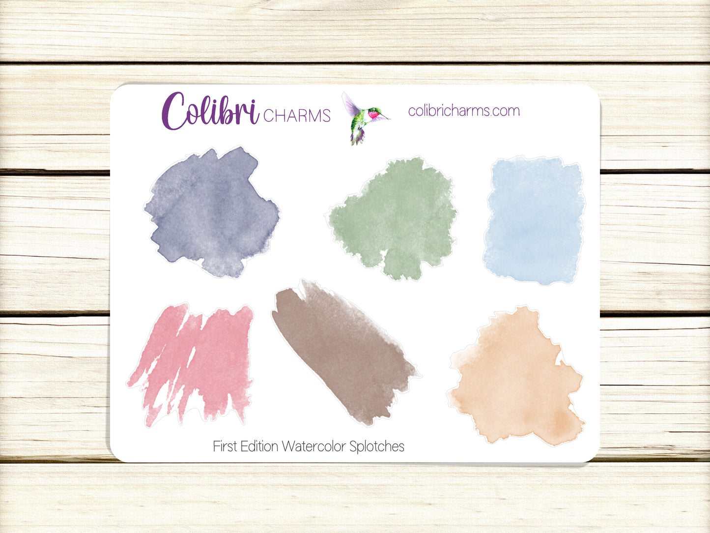 First Edition Watercolor Splotches Planner Stickers, Colorful Paint Swatch Stickers, Mixed Media Planner