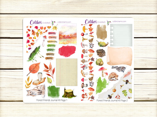 Forest Friends Journal Kit | Autumn Decor | Fall Planner Stickers | Seasonal Planner Stickers | Bullet | Bujo