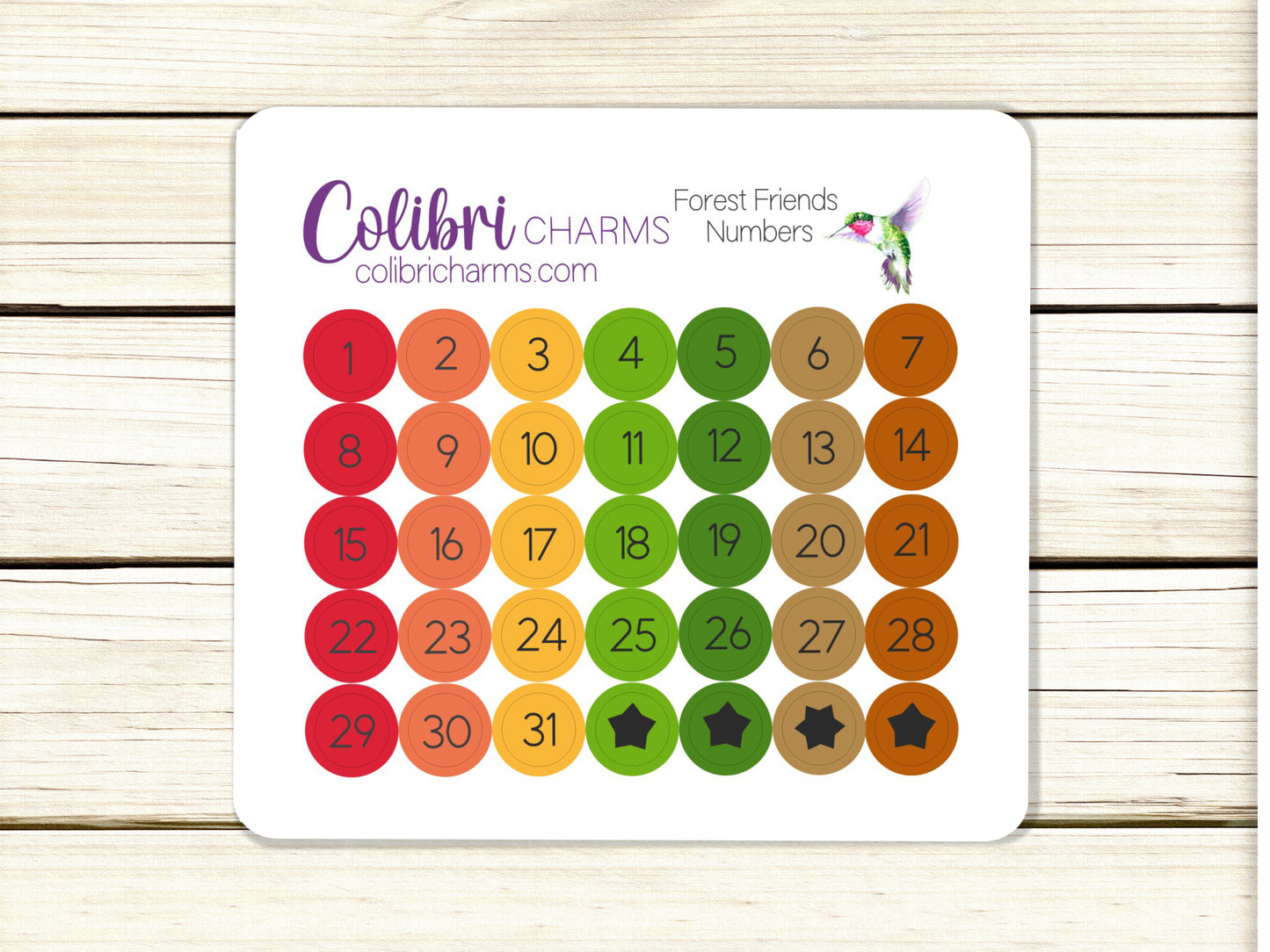 Forest Friends Brushstroke Days of the Week Planner Stickers | Autumn Watercolor DOTW | Number Stickers | Date Dots