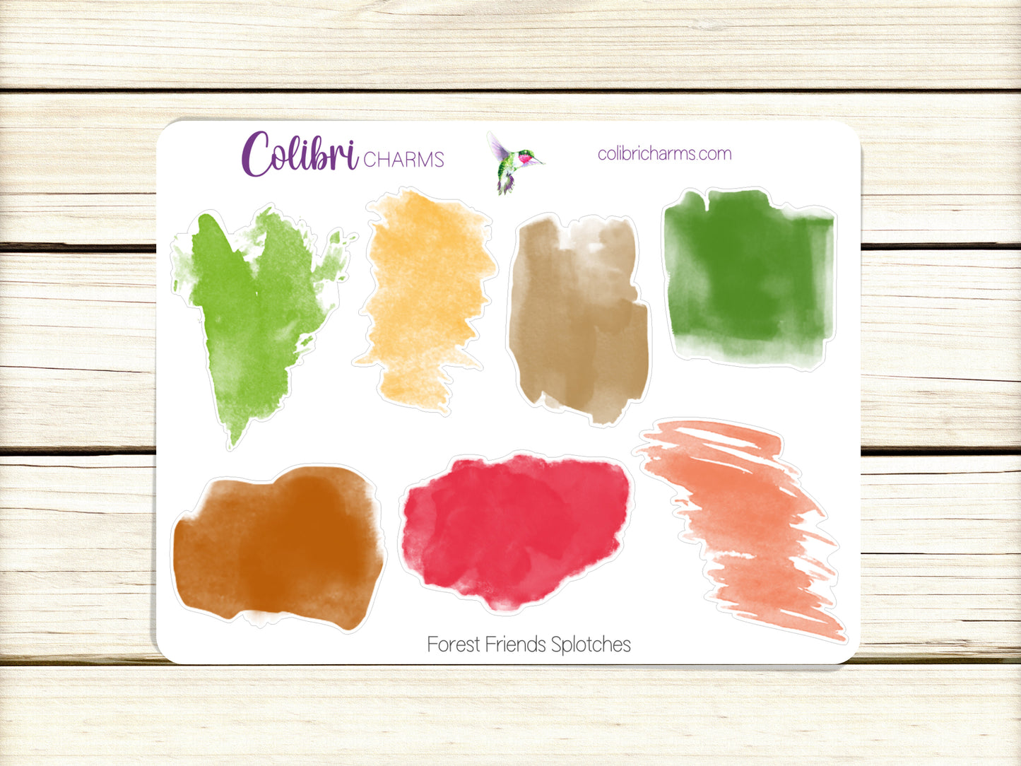 Forest Friends Watercolor Splotches Planner Stickers | Autumn Swatch Stickers | Seasonal Planner