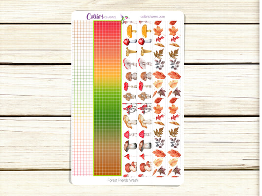 Forest Friend Washi Strip Stickers | Deco |Autumn Planner Stickers | Seasonal Planner Stickers