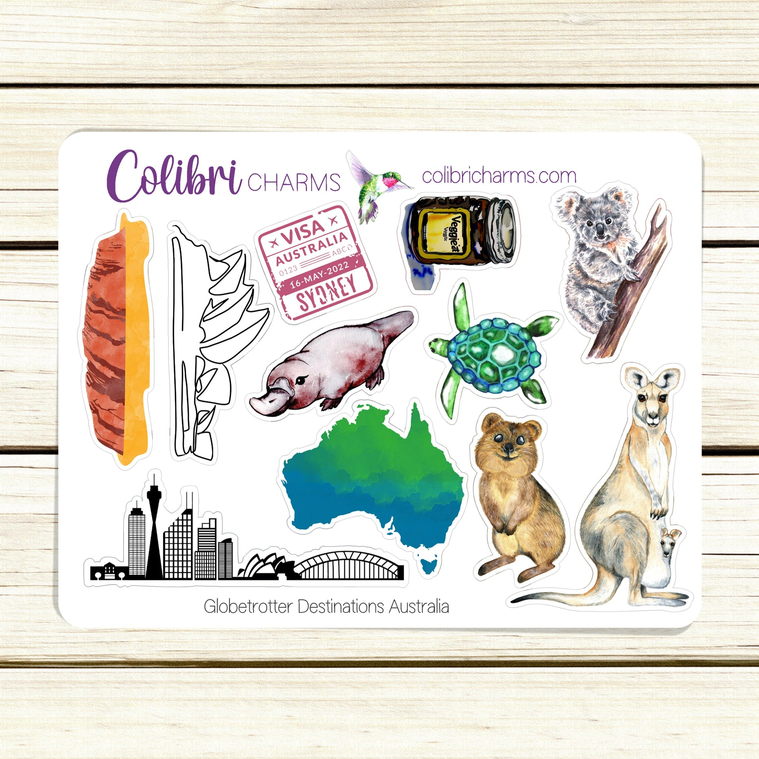Australia | Travel Journal Stickers | Globetrotter Destination Planner Stickers | Australian Stickers | Seasonal Planner Stickers
