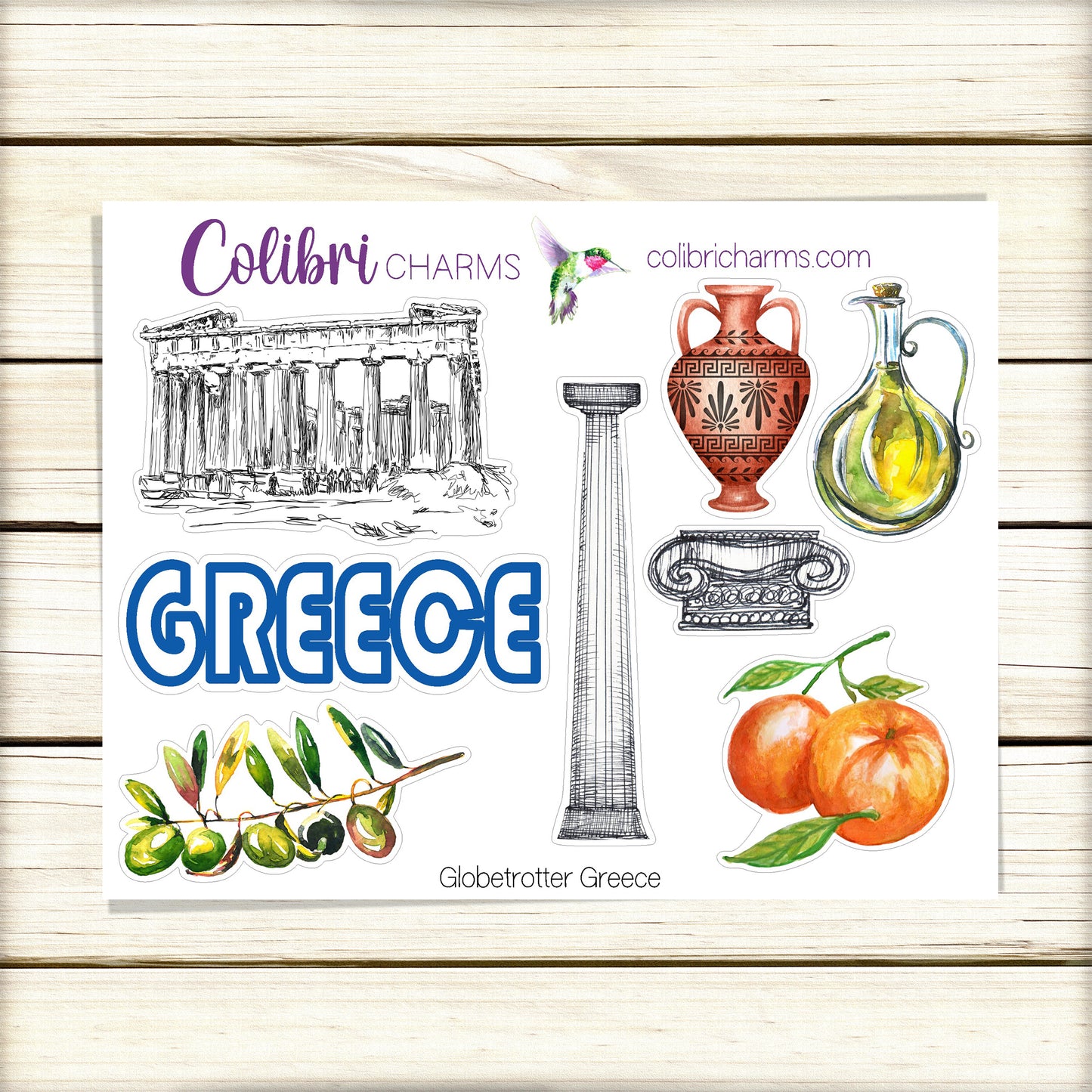 Greece | Travel Journal Stickers | Globetrotter Destination Planner Stickers | Ancient Greece Stickers | Seasonal Planner Stickers