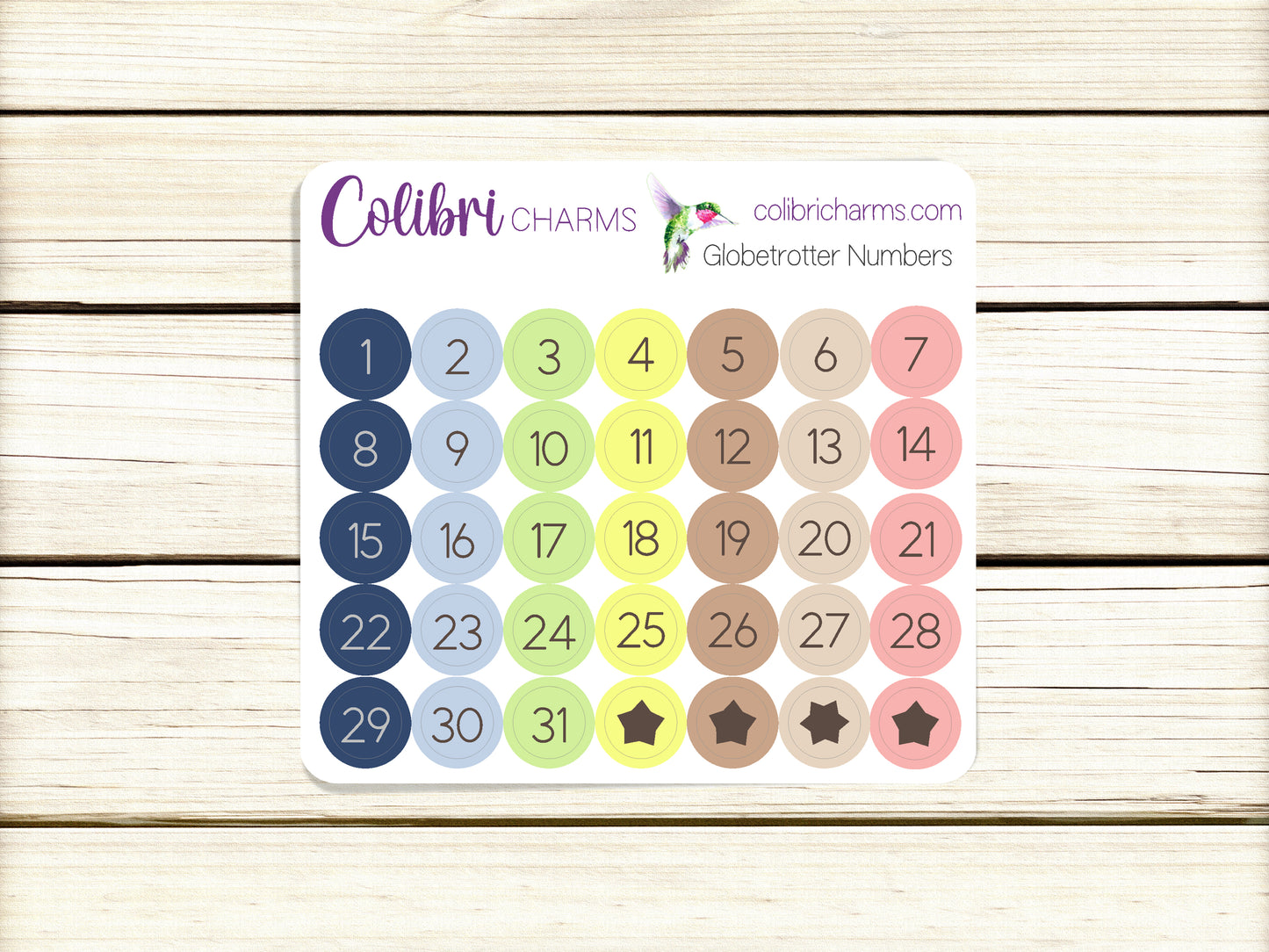 Globetrotter Brushstroke Days of the Week Planner Stickers | Watercolor Date Stickers | Script Daily Stickers | Date Dots | Date Stickers