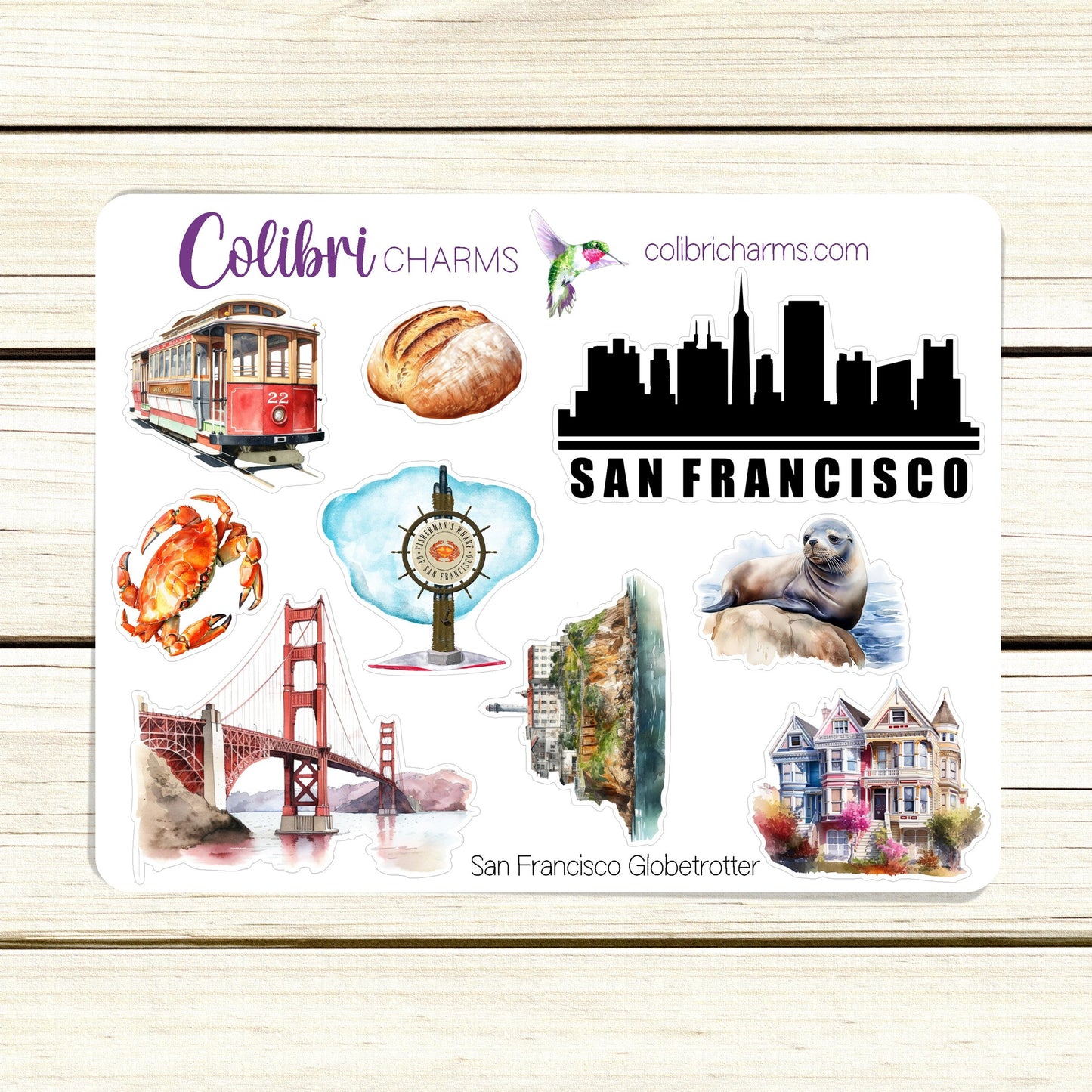 San Francisco, Travel Journal Stickers, Globetrotter Destination Planner Stickers, USA Stickers, Adventure Planner Stickers (Copy)