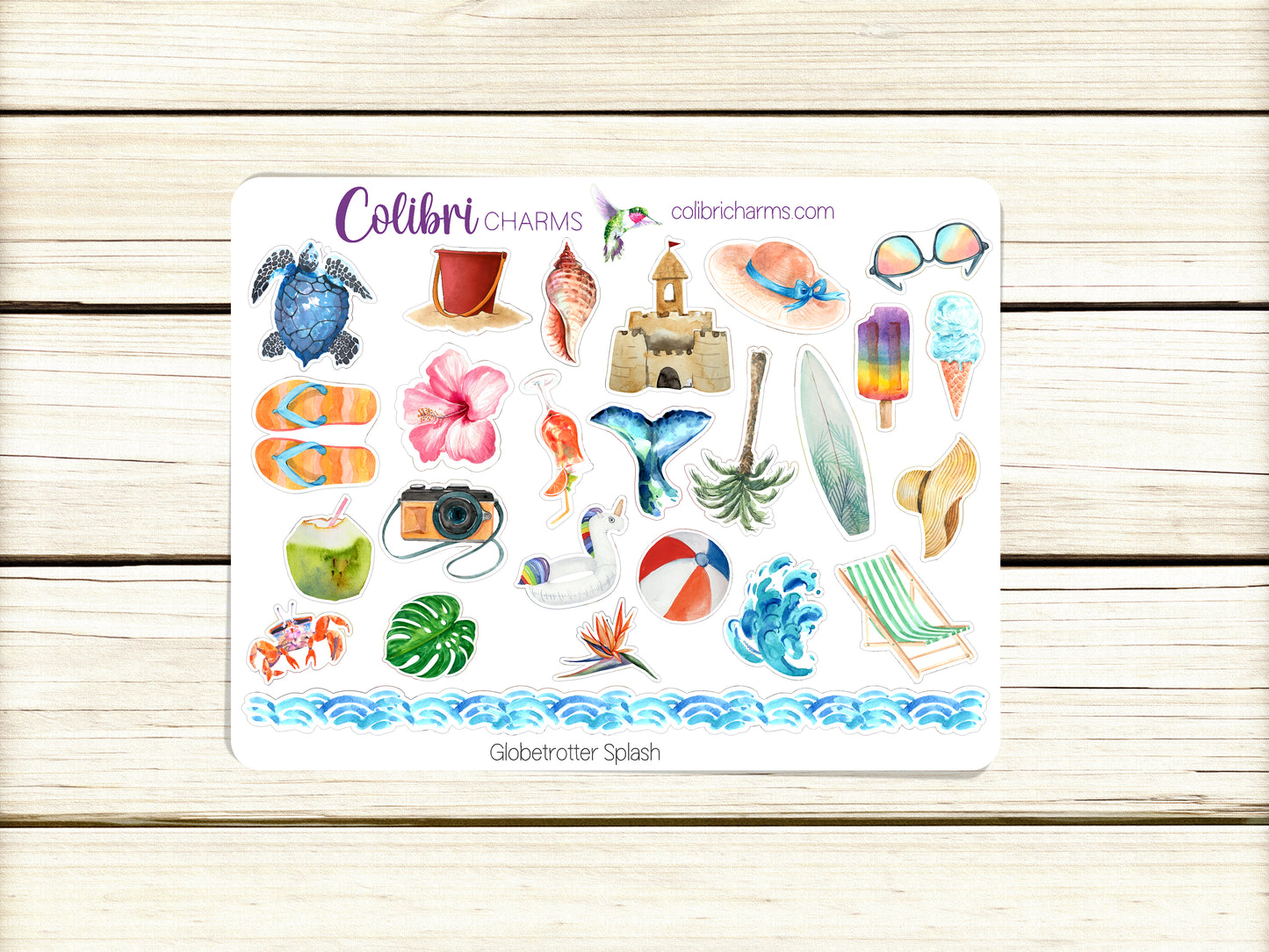 Tropical Vacation | Travel Journal Stickers | Globetrotter Destination Planner Stickers | Splash Beach Pool Stickers | Seasonal Planner Stickers