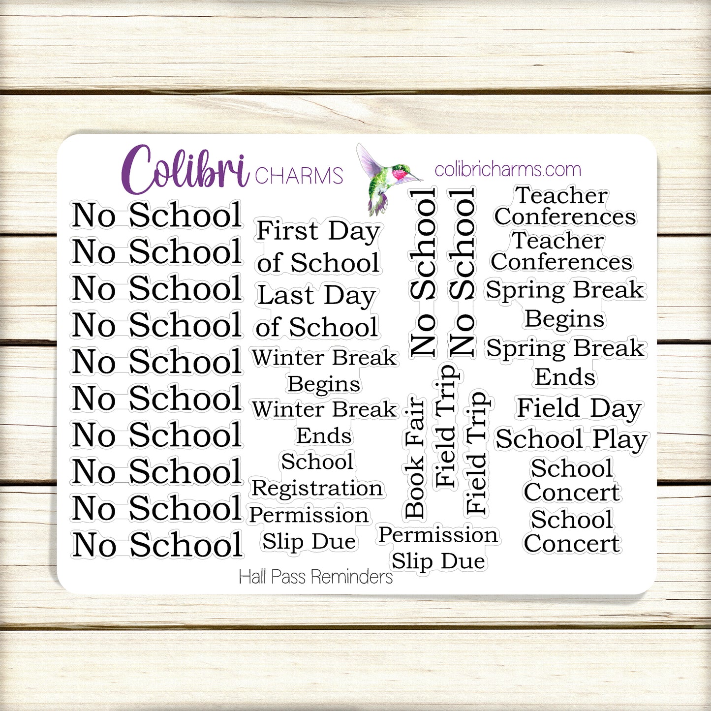 Hall Pass School Reminders Planner Stickers