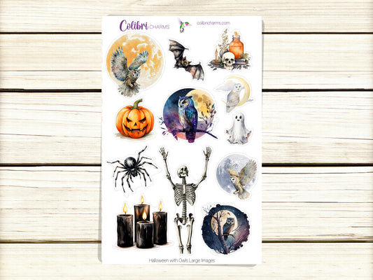 Halloween Planner Stickers | Watercolor Halloween 2024 | Spooky Owls| Seasonal Planner Stickers