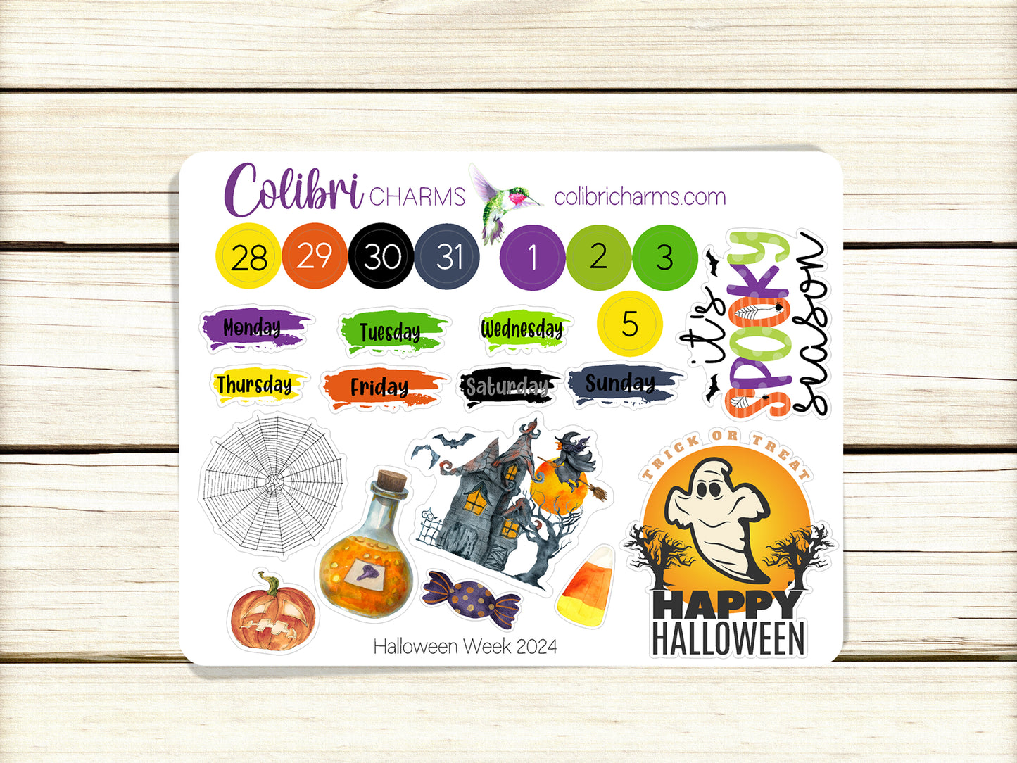 Halloween Week Planner Stickers | Watercolor Halloween Stickers | Spooky Stickers | Seasonal Planner Stickersr