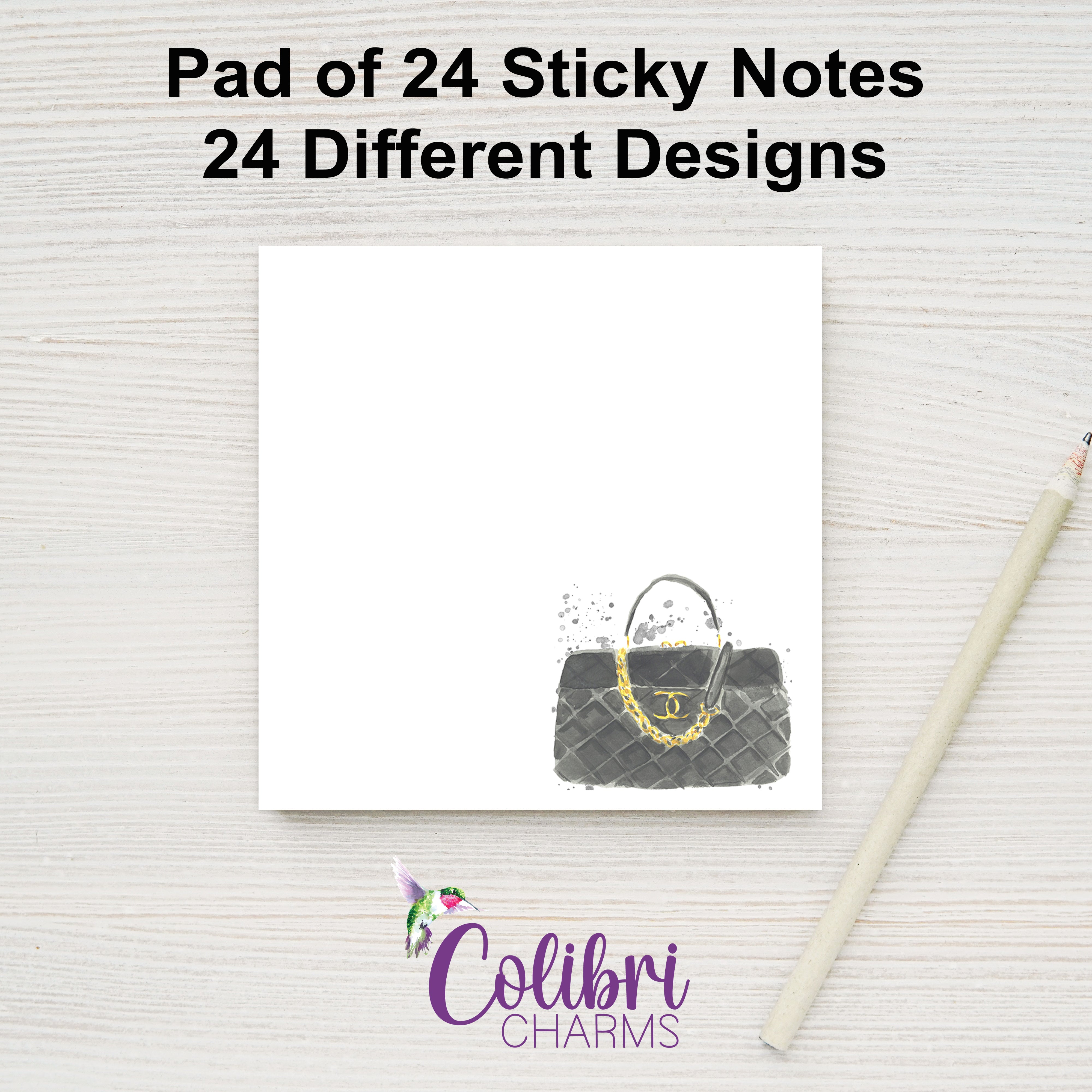 Charm Pad Note High Fashion Sticky Notes | Pad of 24 Stylish Post Its | Couture Stick ...