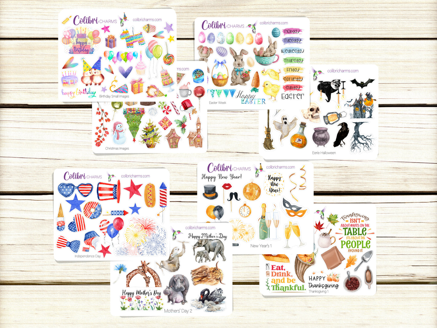 Holidays Planner Sticker Bundle: Easter, Birthday, Christmas, New Year's, Mother's Day, Thanksgiving, Halloween, Independence Day