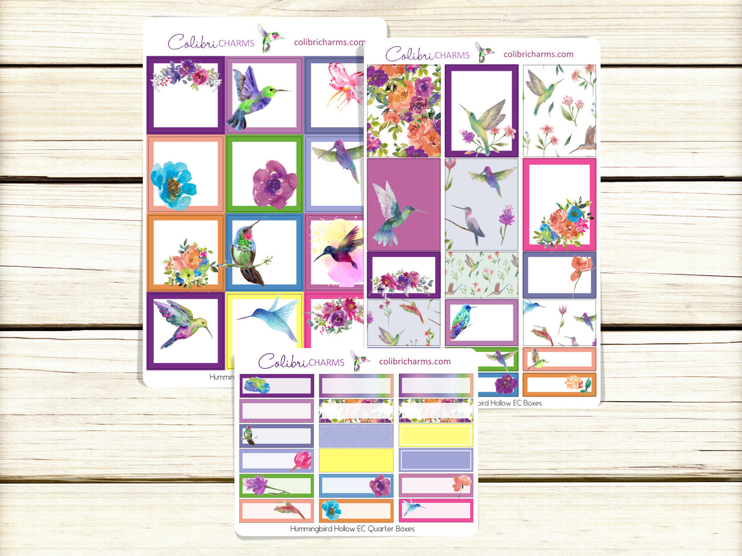 Hummingbird Hollow Box Planner Stickers | Floral Stickers | Bird Stickers | Happy Planner Stickers | Seasonal Planner | Summer