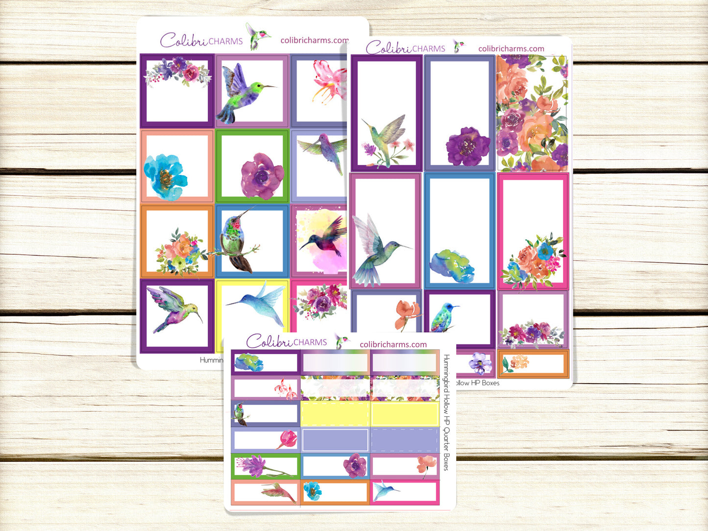 Hummingbird Hollow Box Planner Stickers | Floral Stickers | Bird Stickers | Happy Planner Stickers | Seasonal Planner | Summer