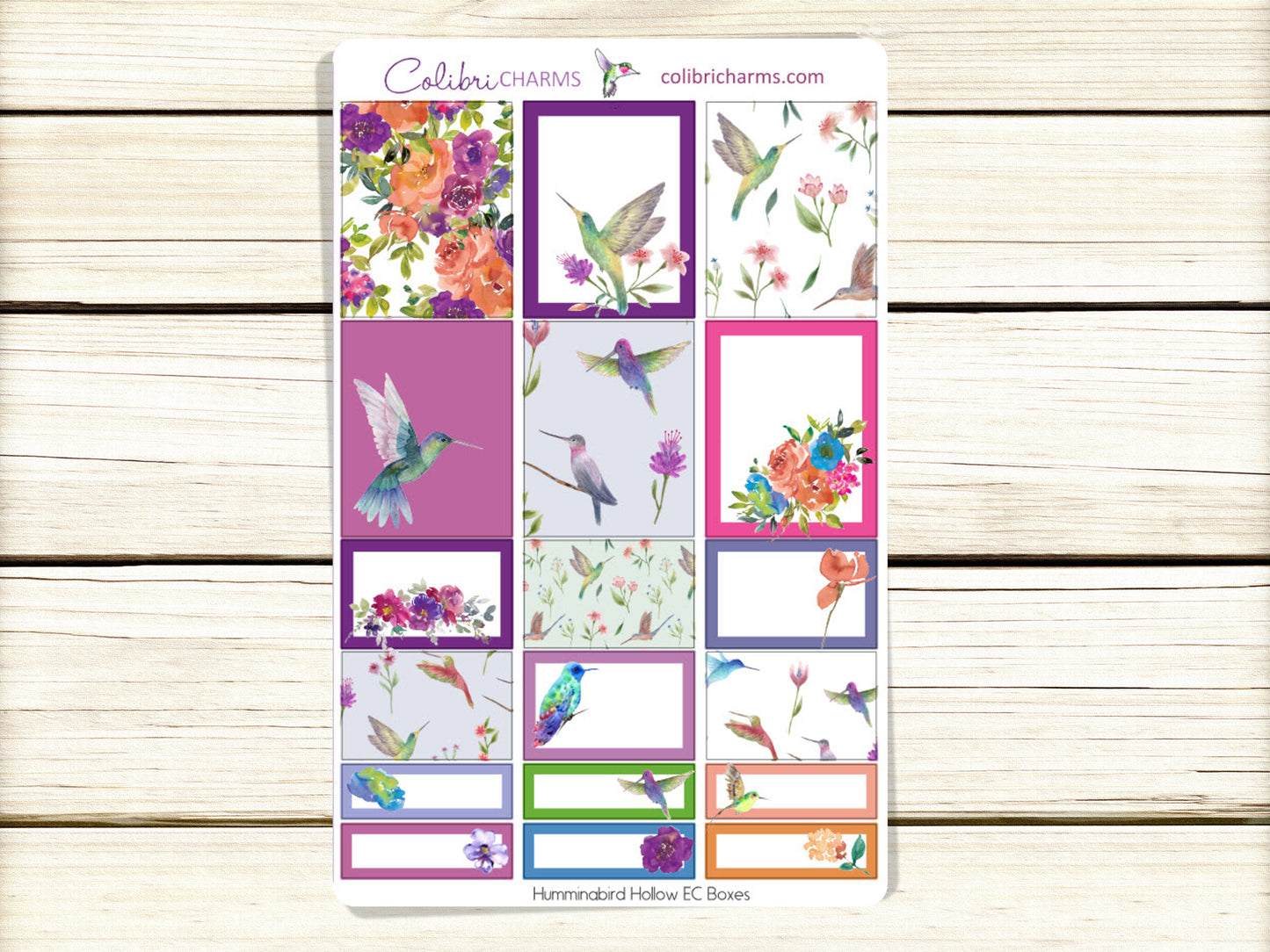 Hummingbird Hollow Box Planner Stickers | Floral Stickers | Bird Stickers | Happy Planner Stickers | Seasonal Planner | Summer