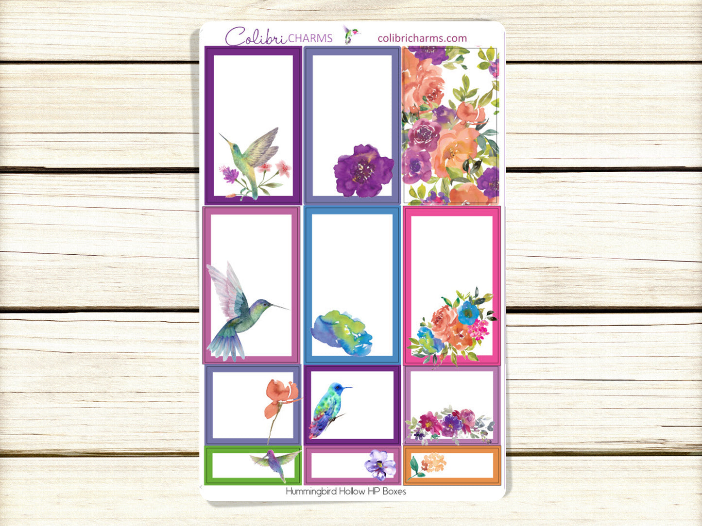 Hummingbird Hollow Box Planner Stickers | Floral Stickers | Bird Stickers | Happy Planner Stickers | Seasonal Planner | Summer