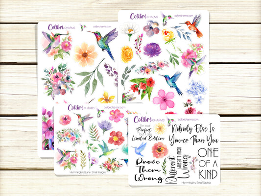 Hummingbird Lane Planner Stickers | Floral Deco Stickers | Watercolor Deco | Summer Planner Sticker Kit | Seasonal Planner Stickers