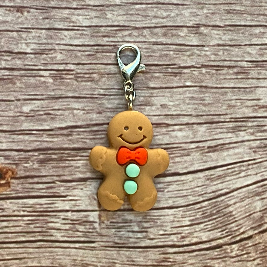 Snowman or Gingerbread Man Charm | Winter Bookmark | Cookie Clip | Snowy Stitch Marker | Progress Keeper | Counter