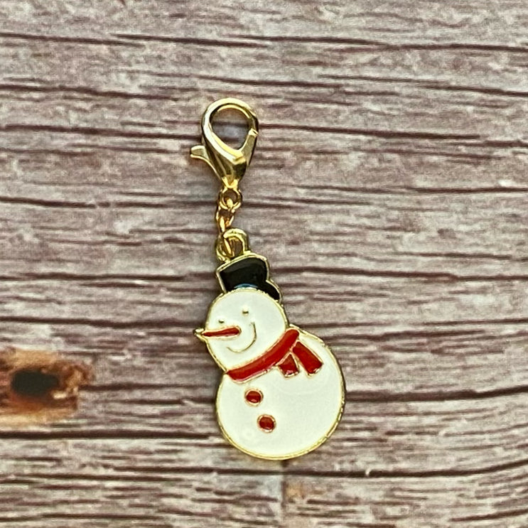 Enamel Snowman Charm | Wintry Bookmark | Cozy Clip | Snowy Stitch Marker | Progress Keeper | Counter