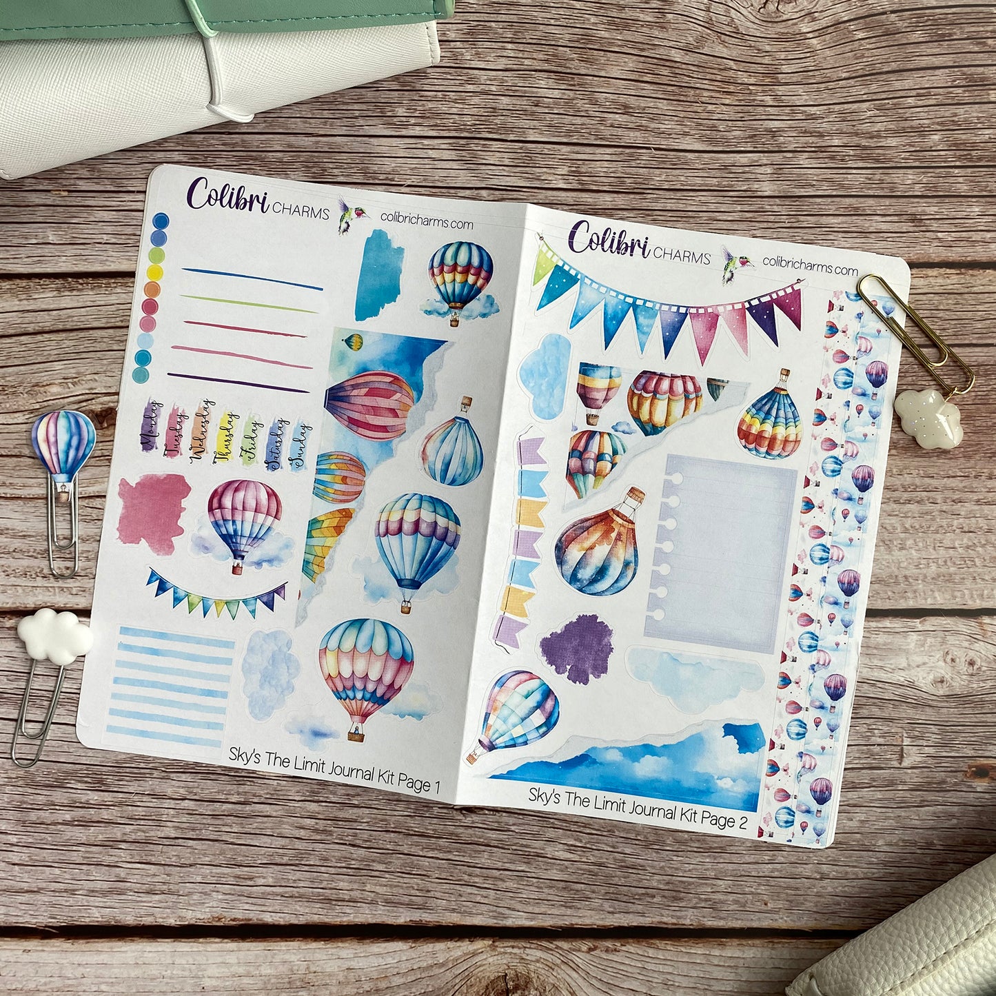 Sky's The Limit Journal Kit | Planner  Stickers | Summer Blue Skies Journaling | Hot Air Balloon Bujo Kit | Seasonal Planner Stickers