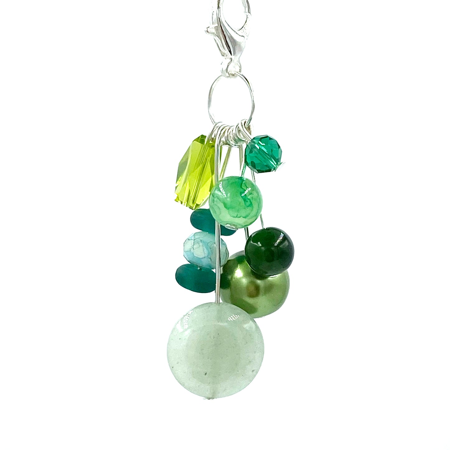 Green Thumb Beaded Planner Charm, Sparkly Dangly Charm, Colorful Bead Cluster