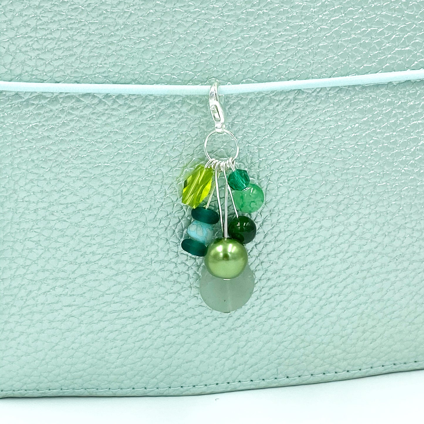 Green Thumb Beaded Planner Charm, Sparkly Dangly Charm, Colorful Bead Cluster