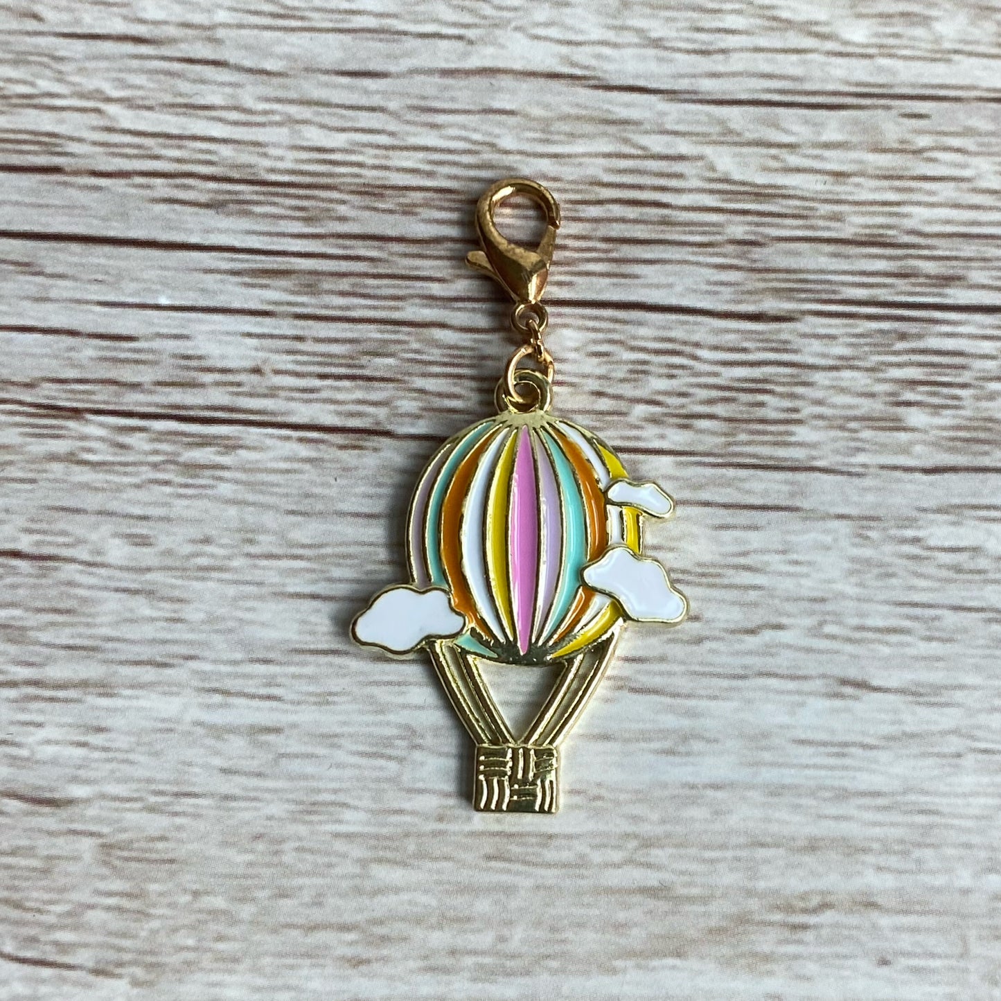 Enamel Hot Air Balloon Planner Charm | Up and Away Clip | Stitch Marker | Bookmark | Progress Keeper | Counter