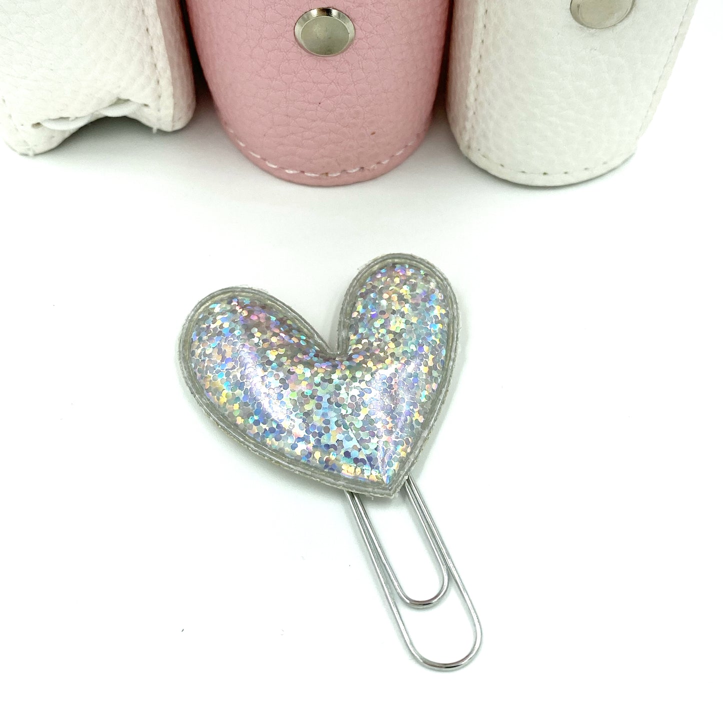 Holographic Heart Clip: Pink or Silver Planner Decoration