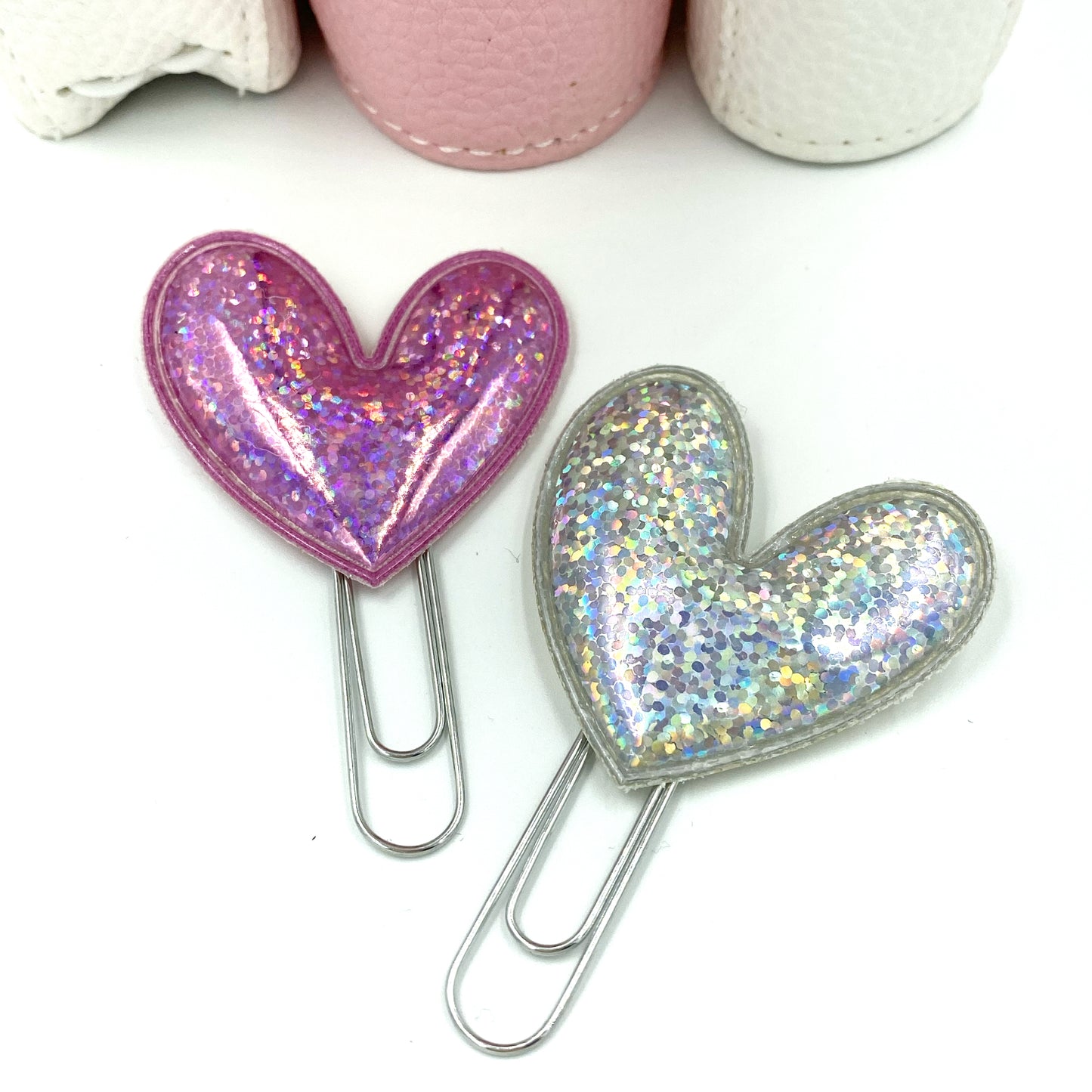 Holographic Heart Clip: Pink or Silver Planner Decoration