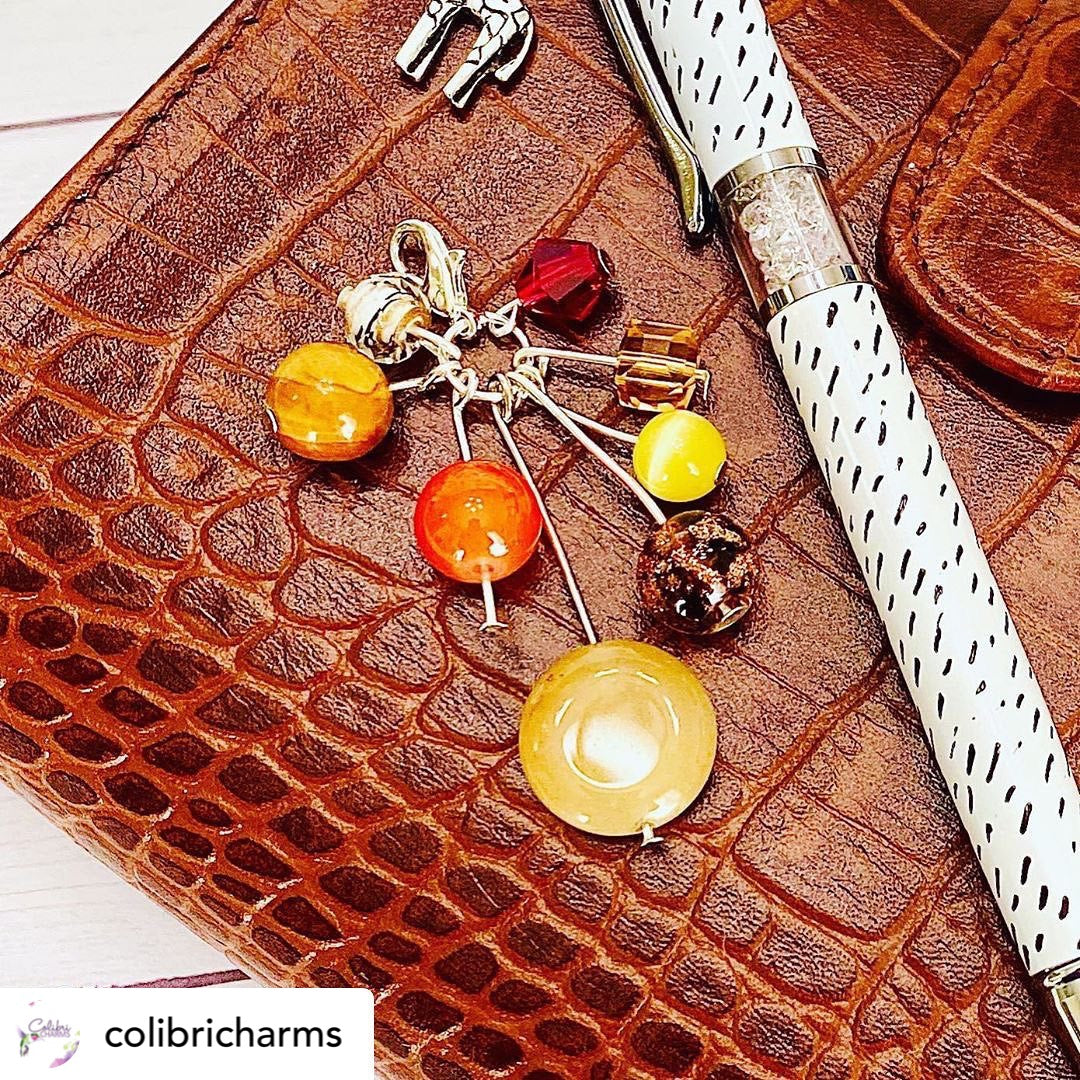 Autumn Sparkle Beaded Planner Charm, Sparkly Dangly Charm, Colorful Bead Cluster