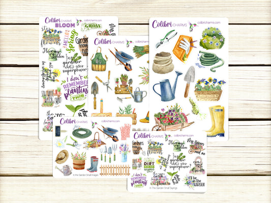 In the Garden Planner Stickers, Gardening Deco Stickers, Springtime, Spring Planner Sticker Kit, Seasonal Planner Stickers