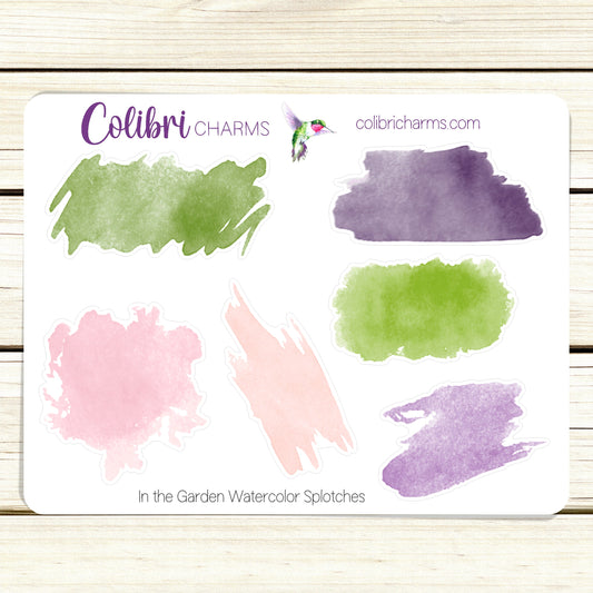 In the Garden Watercolor Splotches Planner Stickers, Pastel Paint Swatch Stickers, Spring Planner