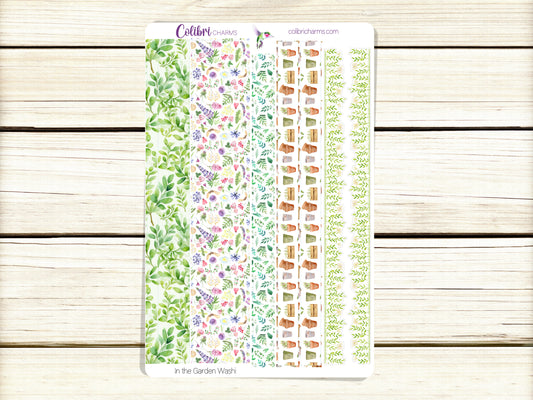 In the Garden Washi Strip Stickers, Spring Planting Deco, Gardening Journal Stickers, Seasonal Planner Stickers