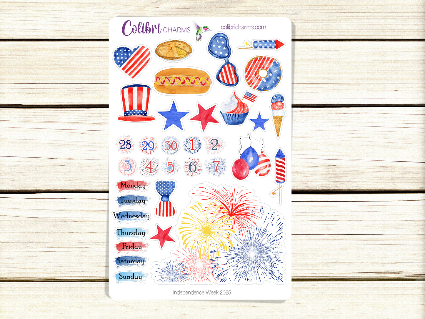 Independence Week Planner Stickers | Fourth of July | Summer Vacation | USA Planner Stickers | Seasonal Planner Stickers | Day | 4th