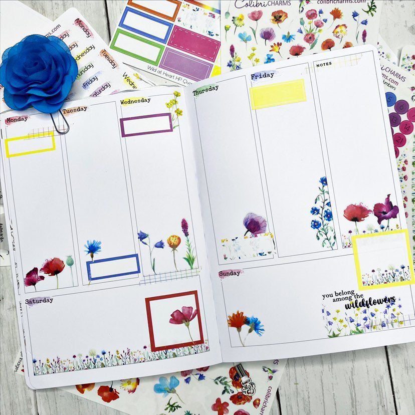 Wild at Heart Washi Strip Stickers | Floral Stickers | Wildflowers Planner Stickers | Seasonal Planner Stickers