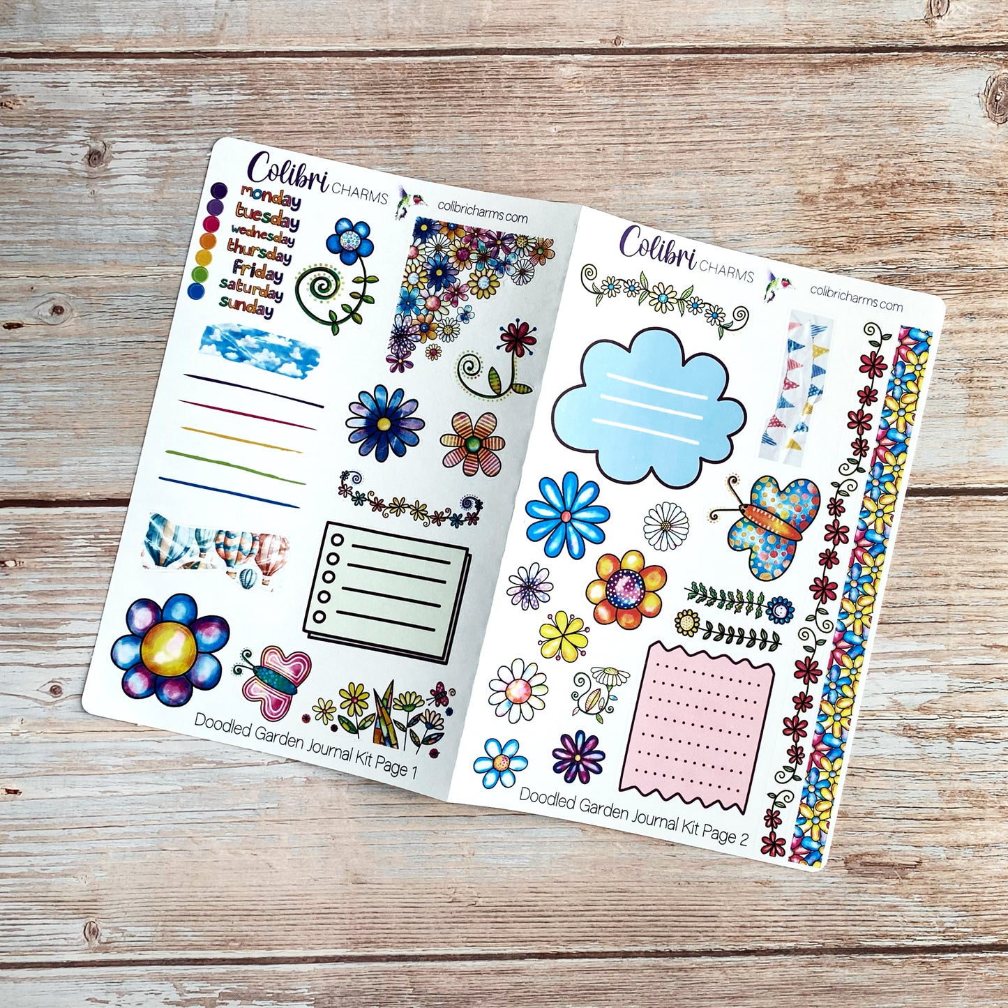 Doodled Garden Journal Kit | Planner  Stickers | Whimsical Floral Journaling | Hand Drawn Bujo Kit | Seasonal Planner Stickers